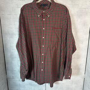 Tommy Hilfiger men’s plaid button-down, long sleeve, red, black yellow office